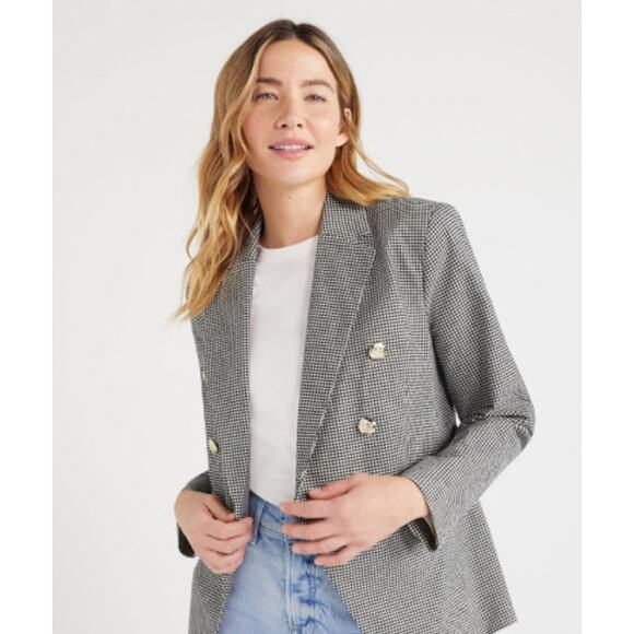 Free Assembly Women's Jacket Blazer Size S Black Checkered Button Up NWOT - Picture 2 of 11